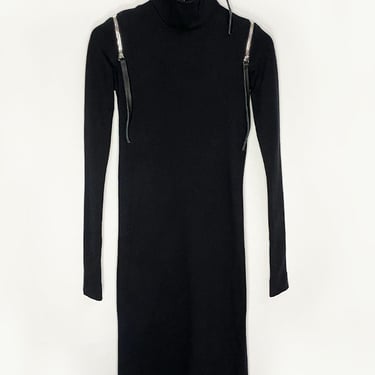 Organic Cotton Turtleneck Dress With Zippers