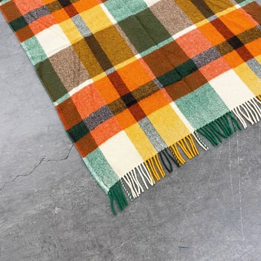 Vintage Blanket Retro 1970s Warm-Glo + Onkaparinga Woollen Co + 100% Pure Wool + Plaid + Tartan + Throw + Car Blanket +  Made in Austria 