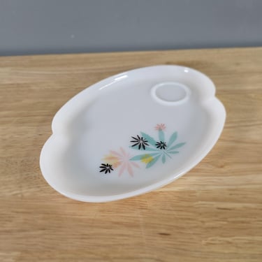 One Federal Milk Glass Leaf Pattern Snack Plate Multiples Available 