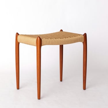 Rare Niels Otto Møller Ottoman Model 78a – Danish Teak & Danish Cord, 1960s Mid-Century Modern Footstool 
