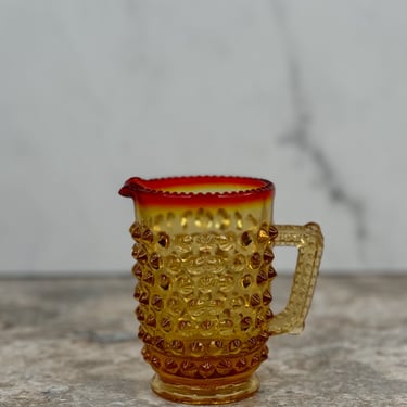 Vintage Fenton Amberina Hobnail Mini Glass Cream Pitcher Collectible 