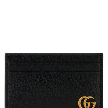 Gucci Men Black Leather Gg Marmont Card Holder