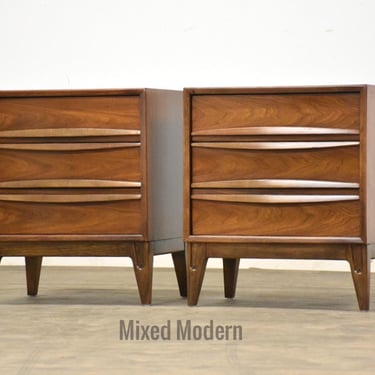 Walnut Mid Century Nightstands - A Pair 