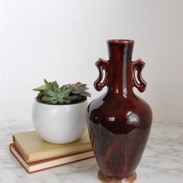 Asian Vase - Vintage StudioAsian Pottery Vase - Maroon Vase 