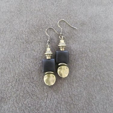 Bronze and black frosted glass earrings 