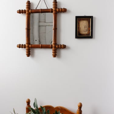 1930s French petite faux bamboo mirror