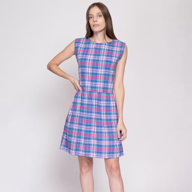 sachin and babi light blue dress Lincoln Plaid V Neck Drop Waist Shift – Dennis Outlet main image 0