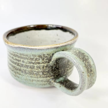 Ceramic California Art Pottery Organic Blue Handled Cup Mug Signed Robson 2019