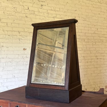 Antique 1920s Oak Shoe Store Mirror 