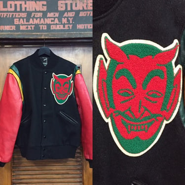 Vintage 1980’s “Butwin” Label 50’s Style Athletic Varsity Jacket, Varsity, Vintage Jacket, Devil Patch, Inspiration, Vintage Clothing 
