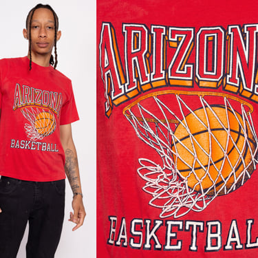 80s Arizona State Basketball T Shirt - Men's Medium | Vintage Red NCAA College Sports Graphic Tee 
