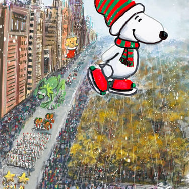 Macy's Thanksgiving Day Parade Nostalgic New York City Watercolor Gicleé Print 