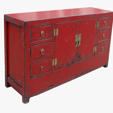 Antique red storage buffet cabinet by Terra Nova Furniture Los Angeles 