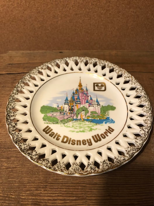 Walt Disney World 1970s vintage decorative travel souvenir mini plate Cinderella's Castle 