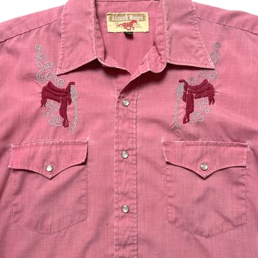 Vintage YOUNGBLOODS Embroidered Western Shirt ~ M ~ Pearl Snap Button ~ Faded 