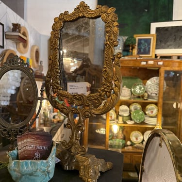 Brass table top mirror ornate