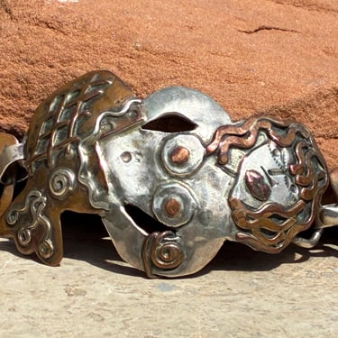 Vintage Handmade Sterling Silver and Copper Unique OOAK Beach Girl Mermaid Bracelet 
