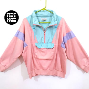 Cute Vintage 80s Pastel Color Block Sweatshirt 