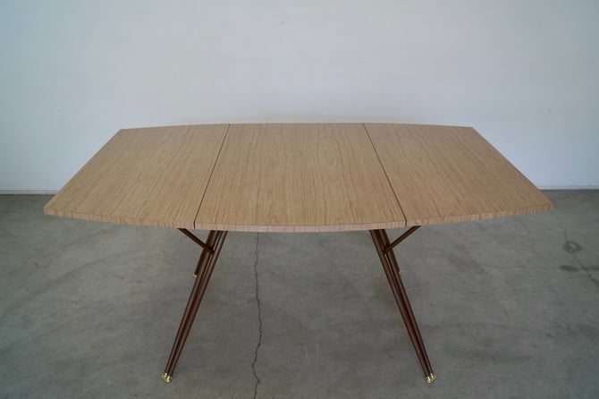 1960's Mid-Century Modern Space Age Drop-Leaf Extension Dining Table 