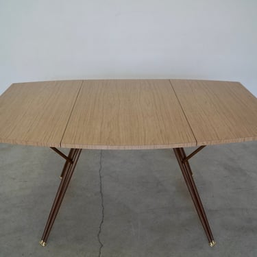 1960's Mid-Century Modern Space Age Drop-Leaf Extension Dining Table 