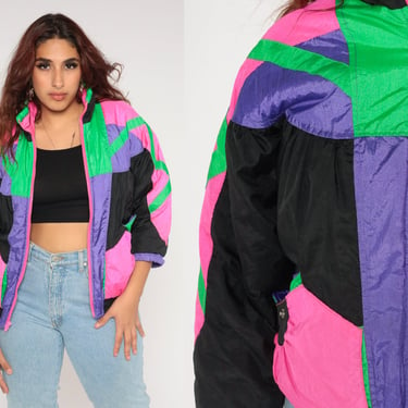 Ski Jacket Winter Coat Puffy Jacket 90s Neon Purple Floral, Shop Exile
