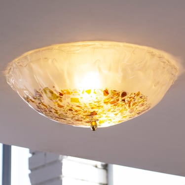 La Murrina italian Murano glass flush lamp vintage white Ø39 cm with multicolor decoration, ceiling lamp 