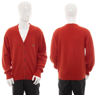 1970's Lacoste Orange Knit Cardigan Size L