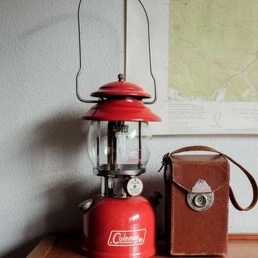 Vintage Red Coleman Lantern 200A - Tested & Working, Camping Lantern Light Decor 