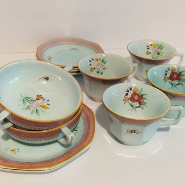 Vintage Adams England CalyxWare Hand Painted Tea Desert Plate Set 2087 
