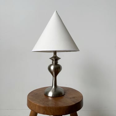 CHROME TABLE LAMP WITH CONICAL SHADE