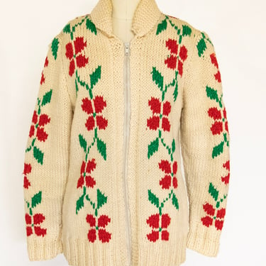 1970s Sweater Wool Knit Cardigan Cowichan M 