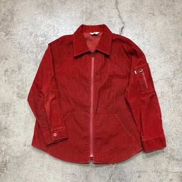 Vintage 1970s Levis Red Orange Corduroy Ski Jacket Women’s Large-XL 