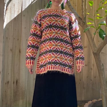 Vintage 1990’s Rainbow Knit Mohair Sweater 