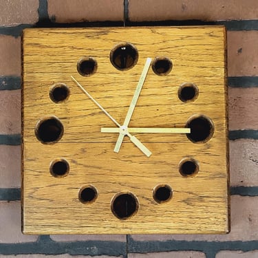 Vintage Square Cut Out Wood Clock 