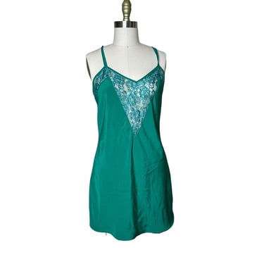 Victoria’s Secret Vintage Gold Label Bright Emerald Green Slip Nightgown Size Medium 