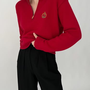 Vintage Ralph Lauren Ruby Crest Quarter Zip Sweater