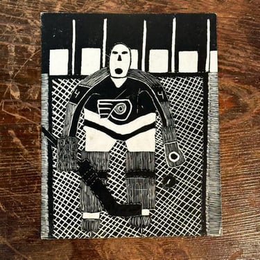 Vintage Philadelphia Flyers Scratchboard Art Piece - 1970s - Mystery Artist - Scratch Art - Unframed - Minnesota Art 