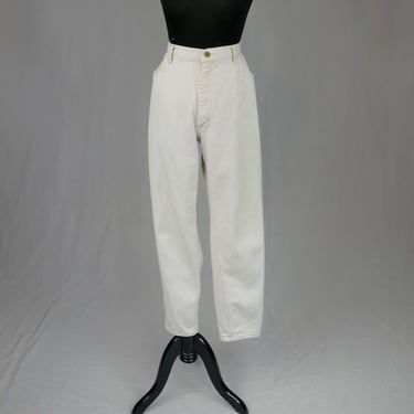 90s Wrangler Jeans - 32" waist - White Gray Denim Pants - High Waisted - Vintage 1990s - 30" length 