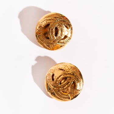 CHANEL 80s Gold Medallion Earrings