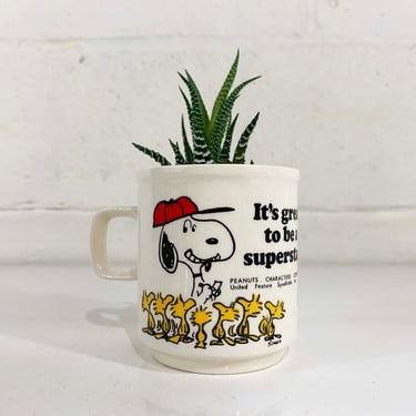Vintage 1965 Snoopy Mug Woodstock Ceramic Teacup Kitsch Kawaii Tea Cup Home Kid Children Decor Mid Century Retro Schultz Peanuts 1960s 60s 