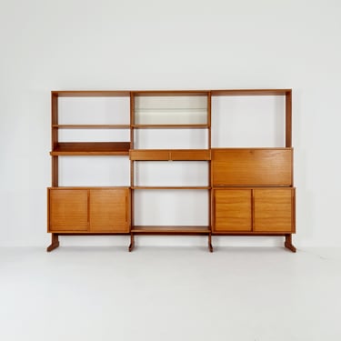 Danish teak room divider modular vintage library bookcase shelf system by L Chr Larsen & Søn, 1960s 