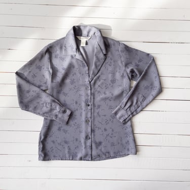 cute cottagecore blouse 90s vintage lavender purple floral long sleeve blouse 
