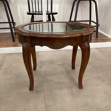 Vintage Glass Top Accent Table