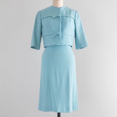 Darling 1960's Robin's Egg Blue Wool Suit / XS