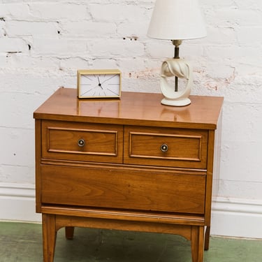 Vintage Double Drawer Mid Century Nightstand