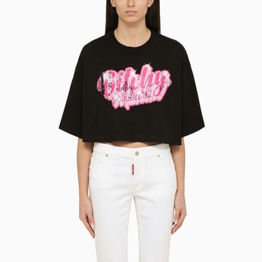Dsquared2 Black Oversize T-Shirt With Print Women