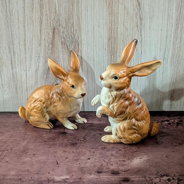 Pair of Lefton Rabbits, Large Figurines 4