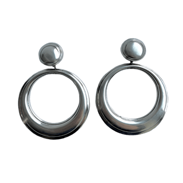 French 80s Large Sterling Silver Hoops