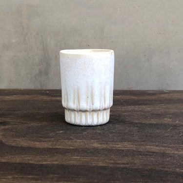Porcelain Ceramic "Arrow" Shot Glass  -  Matte White "Sand Fog" 