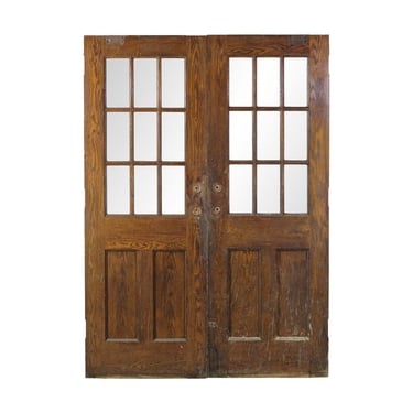 Antique 9 Lite 2 Pane Solid Oak Commercial Doors 84 x 60